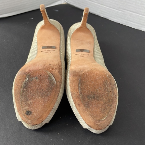 Badgley Mischka Heel Pump Peep Toe Gold Party Holiday - Picture 8 of 9